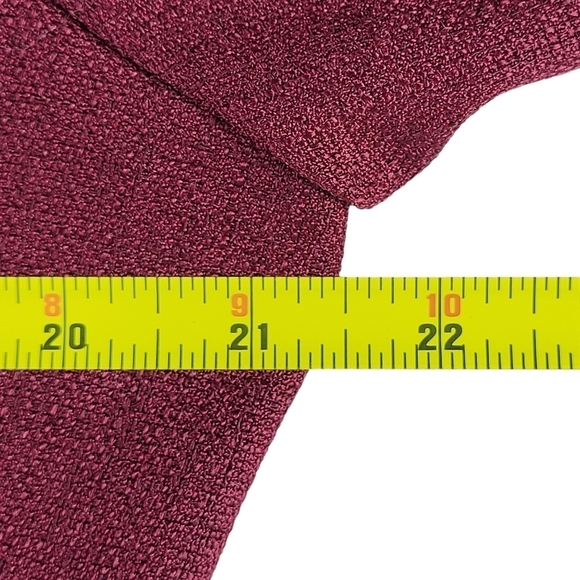 Kasper ASL Blazer Size 14 Textured Padded Shoulders Front Slits Red Wine Color - Picture 8 of 10